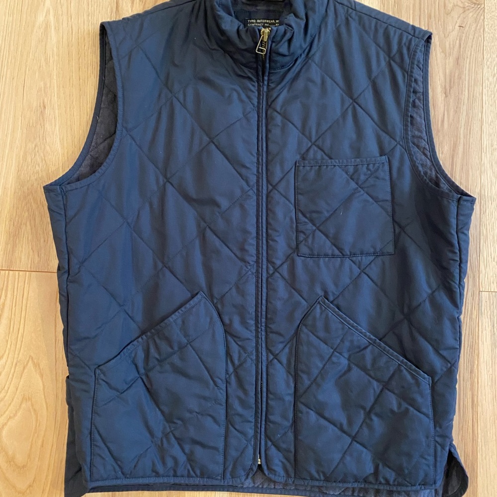 EUC J Crew Quilted Sussex Vest in Navy blue.